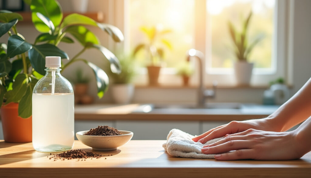 découvrez comment associer le marc de café et le vinaigre blanc pour nettoyer votre maison naturellement et réduire l’usage de produits ménagers chimiques.